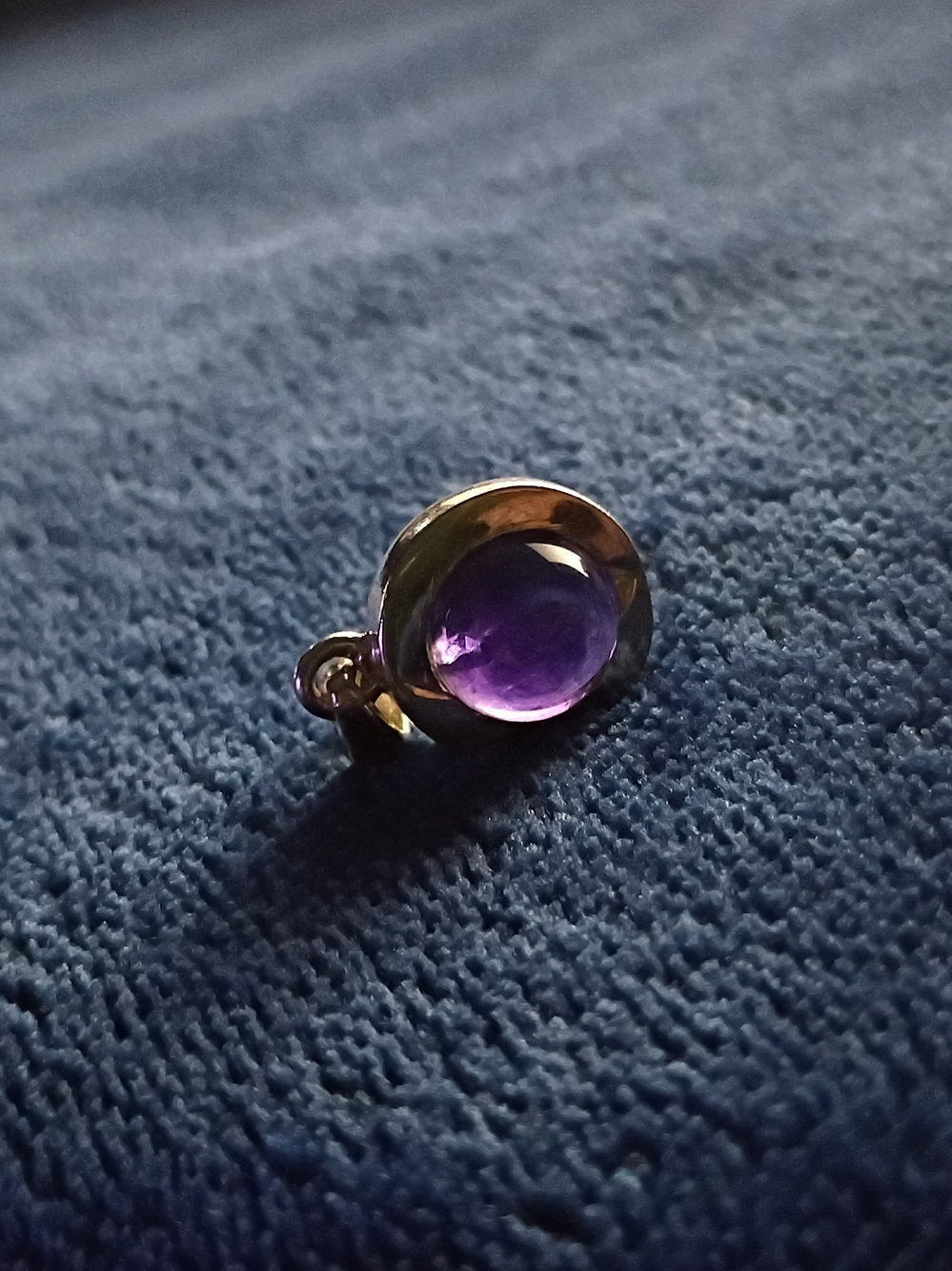 Sterling Silver Pendant with Amethyst Cabochon Gem